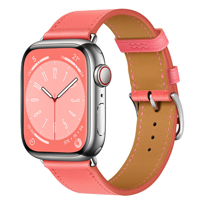 Bracelet Apple Watch en cuir véritable Marvelle, bande cousue main, 38-49 mm