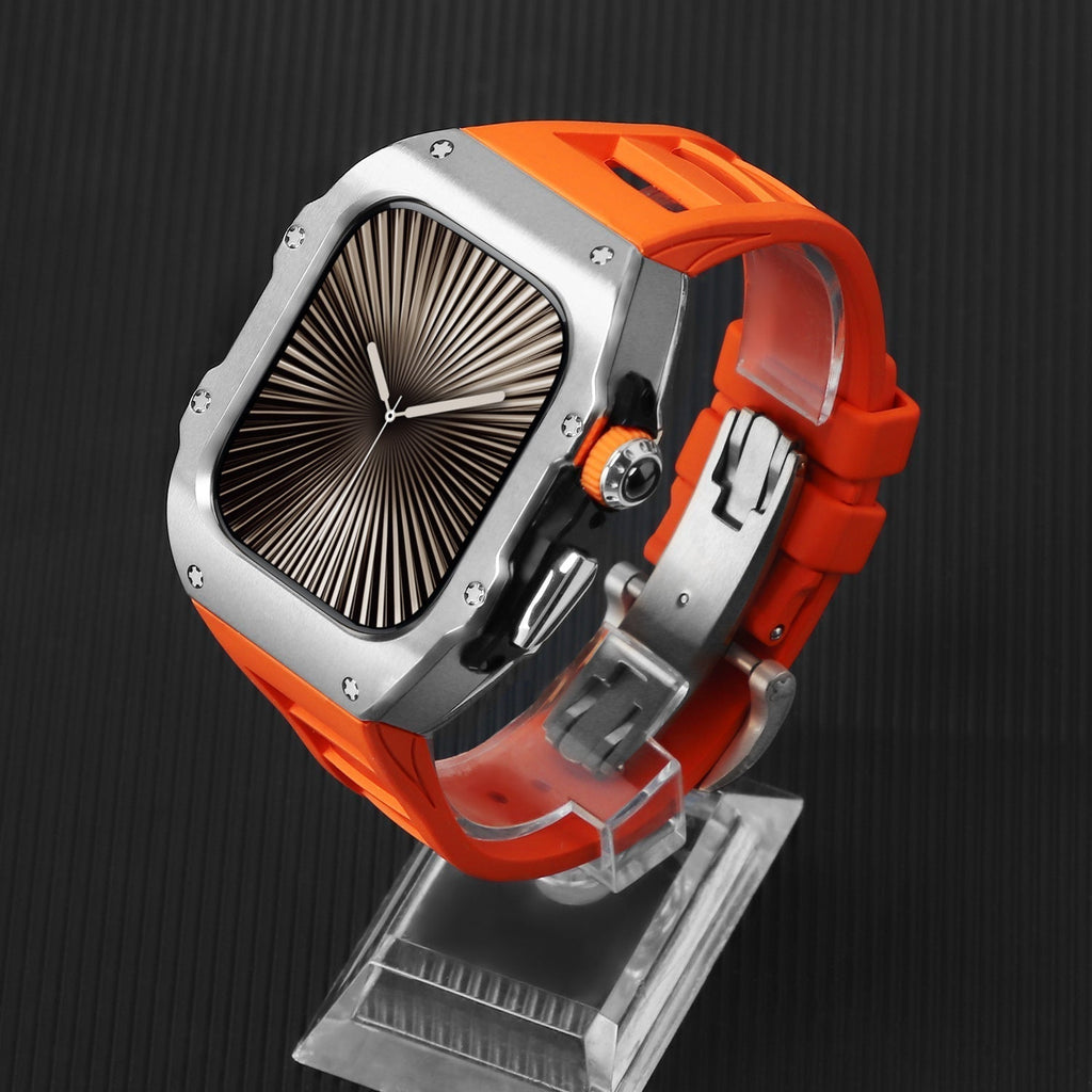 Sæt med galvaniseret urkasse og fluorelastomerrem til Apple Watch Ultra 49 mm