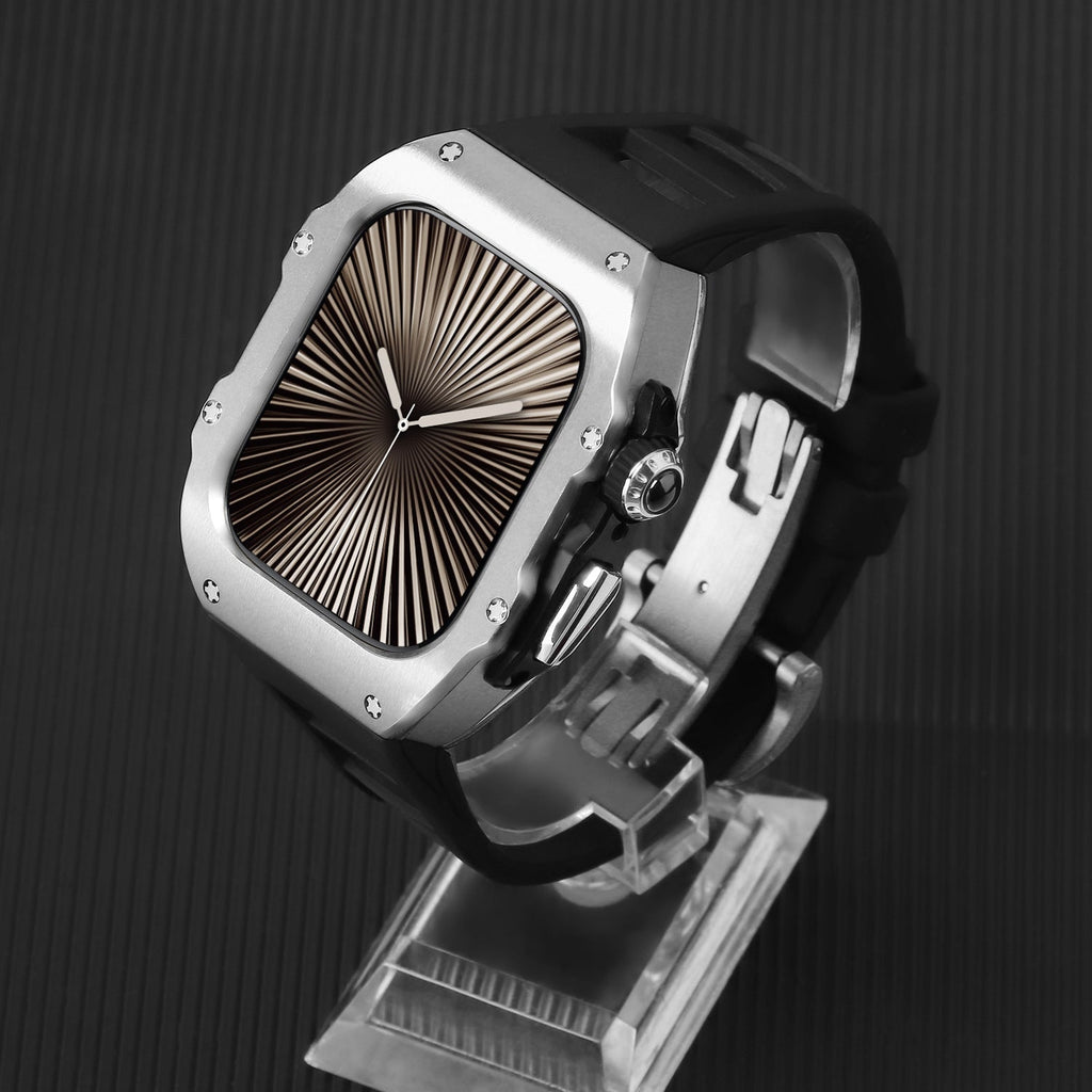 Sæt med galvaniseret urkasse og fluorelastomerrem til Apple Watch Ultra 49 mm