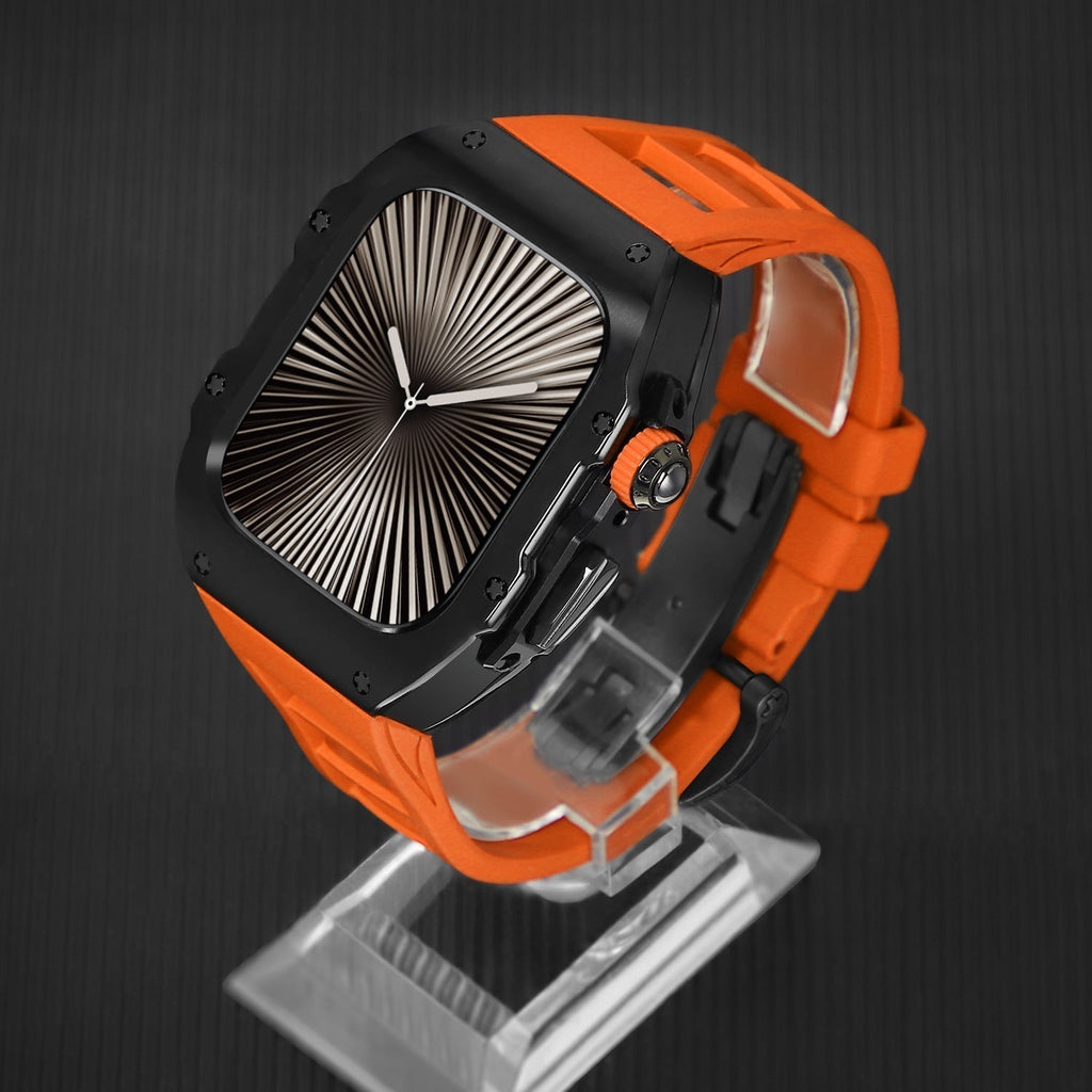 Sæt med galvaniseret urkasse og fluorelastomerrem til Apple Watch Ultra 49 mm