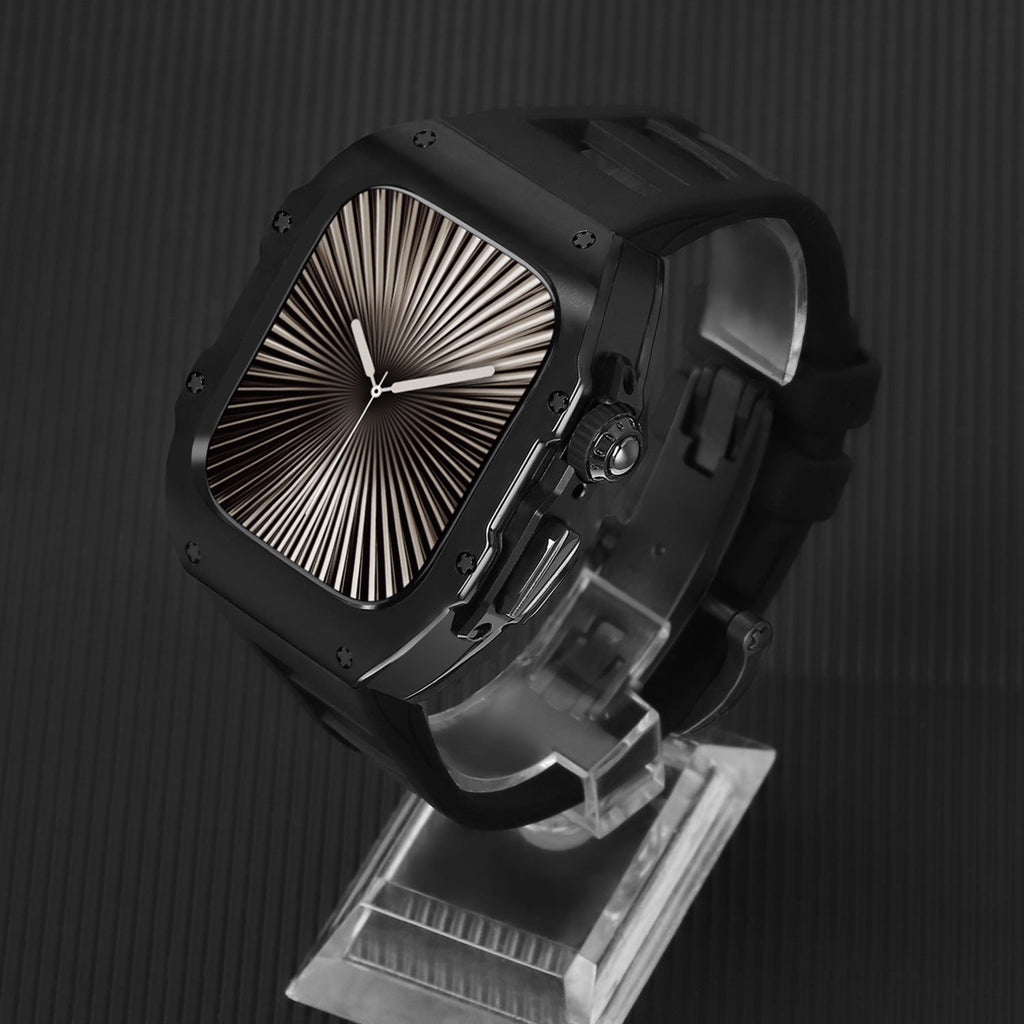 Sæt med galvaniseret urkasse og fluorelastomerrem til Apple Watch Ultra 49 mm