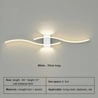 LED Wall Sconce with Double-Curve Design, Remote Control, Black & Gold