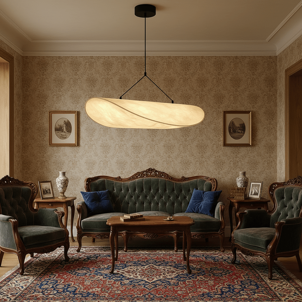 Pendant lamp made of Japandi silk with LED-friendly design - Fioriscas