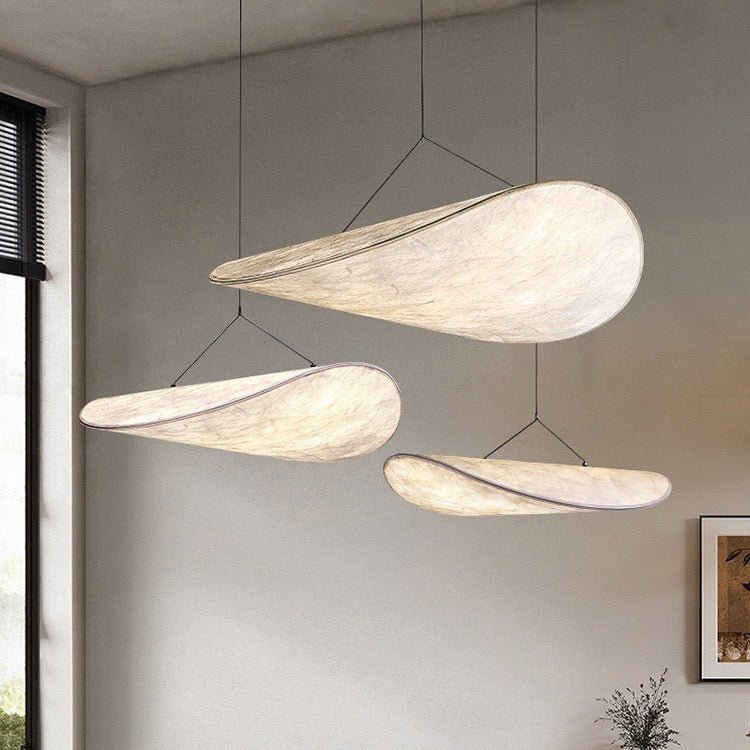 Pendant lamp made of Japandi silk with LED-friendly design - Fioriscas