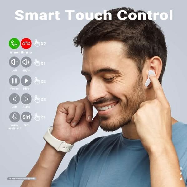 Draadloze Bluetooth koptelefoon met uitstekende geluidskwaliteit en touchbediening - Fioriscas