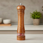 Elegant wooden salt and pepper mill with adjustable grind setting - Fioriscas