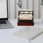 Mid-Century wooden rotary calendar for tasteful desk design - Fioriscas