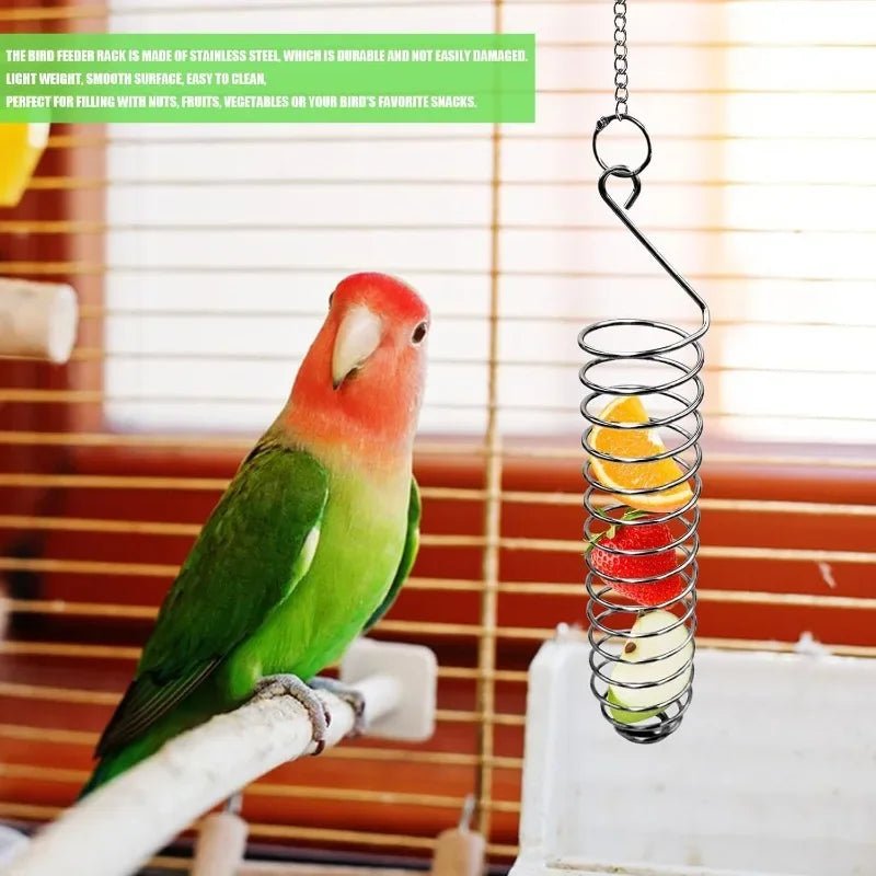 Robust stainless steel parrot food dispenser for long-term use - Fioriscas