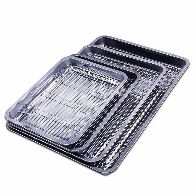 Set de bandejas para hornear de acero inoxidable con rejilla de enfriamiento removible - Fioriscas