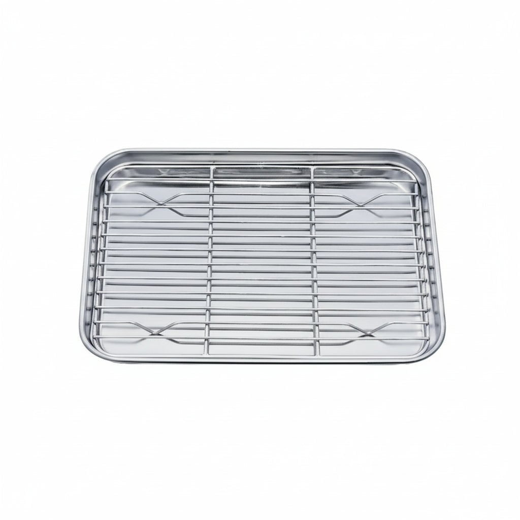 Set de bandejas para hornear de acero inoxidable con rejilla de enfriamiento removible - Fioriscas