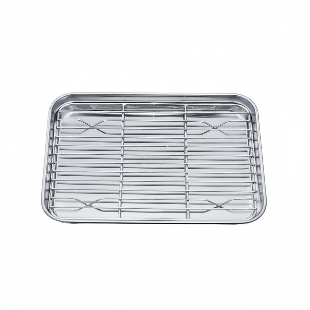 Set de bandejas para hornear de acero inoxidable con rejilla de enfriamiento removible - Fioriscas