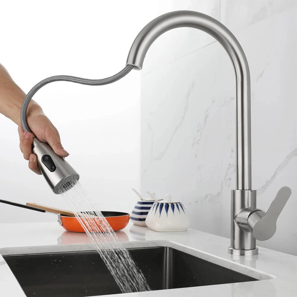 Grifo de cocina elegante con función extraíble y rotación de 360° - Fioriscas