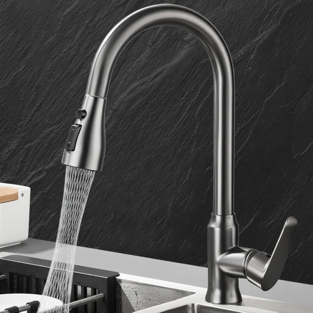 Grifo de cocina elegante con función extraíble y rotación de 360° - Fioriscas