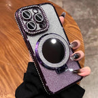 Phone Case with Mirror Magnetic Stand Glitter