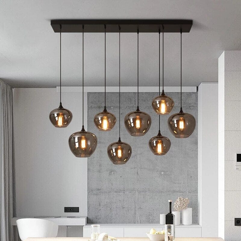 Liora nordisk glaslysekrone med justerbar ledning, 6 eller 8 fatninger