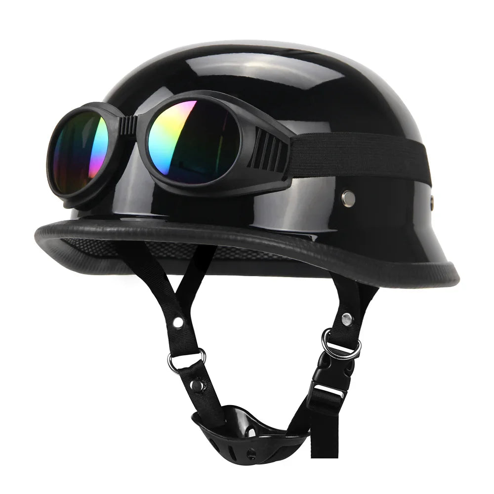 复古德式半盔，获DOT认证，轻量ABS外壳