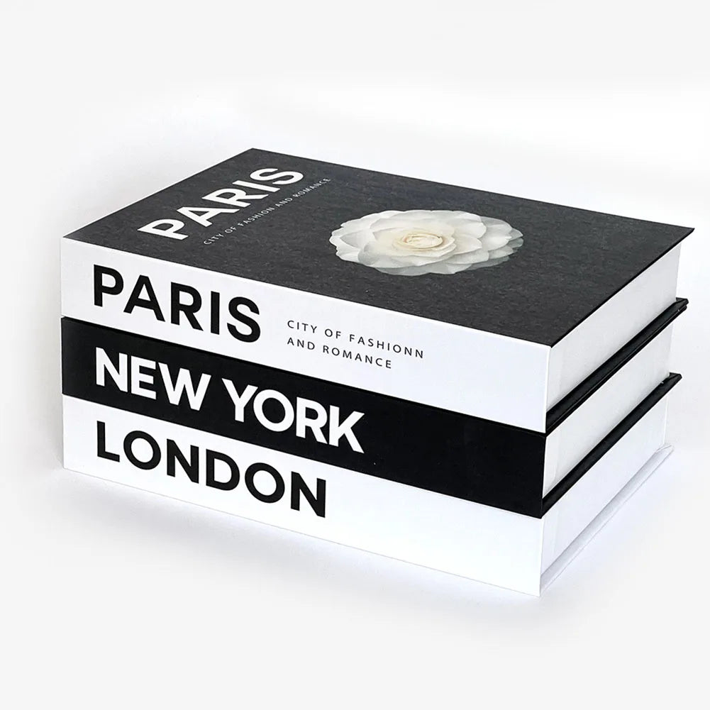 Marcelli Faux Book Set With Hidden Storage, City-Themed Designs