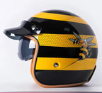 Casco de motocicleta abierto con visor abatible, certificado por DOT