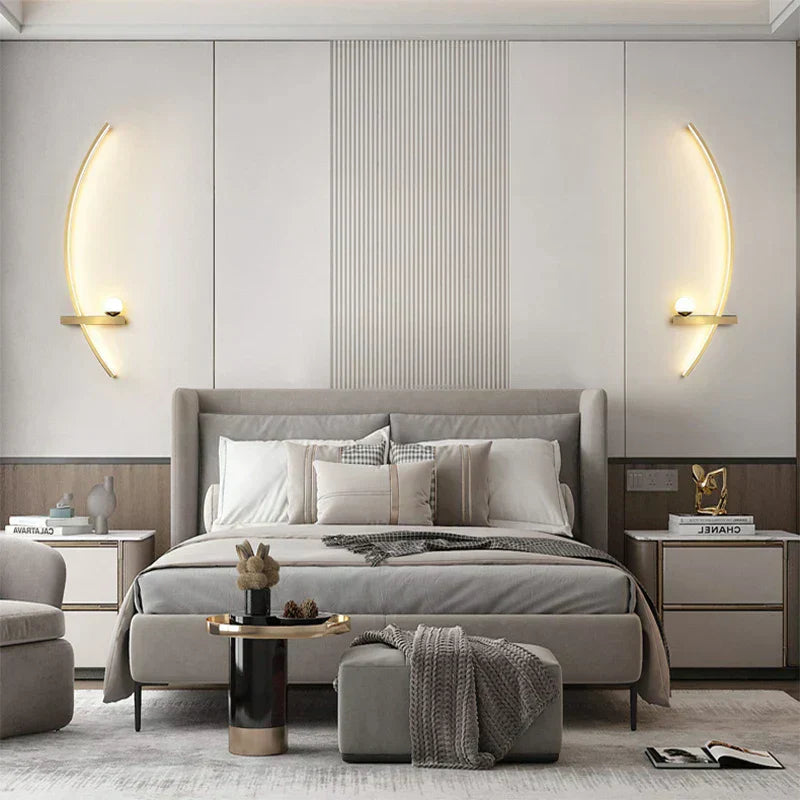Applique da parete, AstraGlow oro e nero a strisce con LED, dimmerabile per interni ed esterni