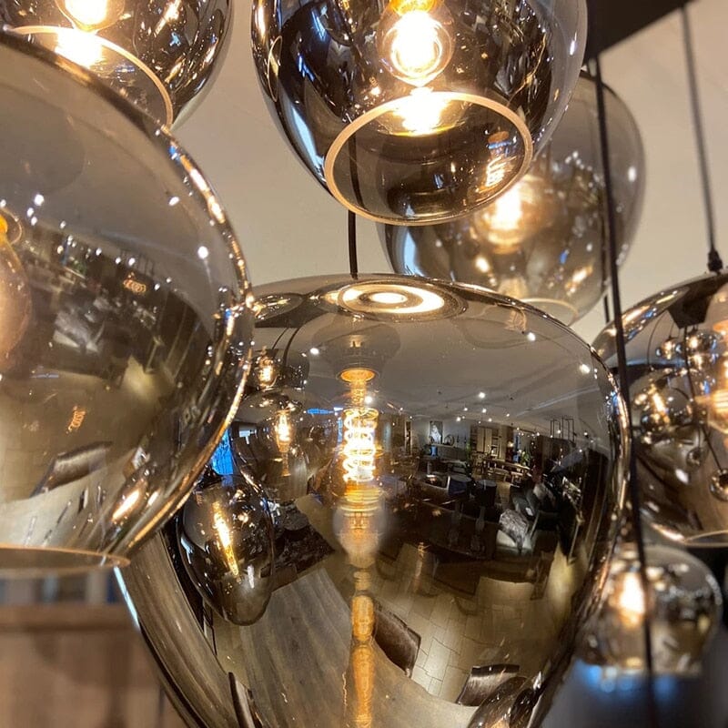 Liora nordisk glaslysekrone med justerbar ledning, 6 eller 8 fatninger