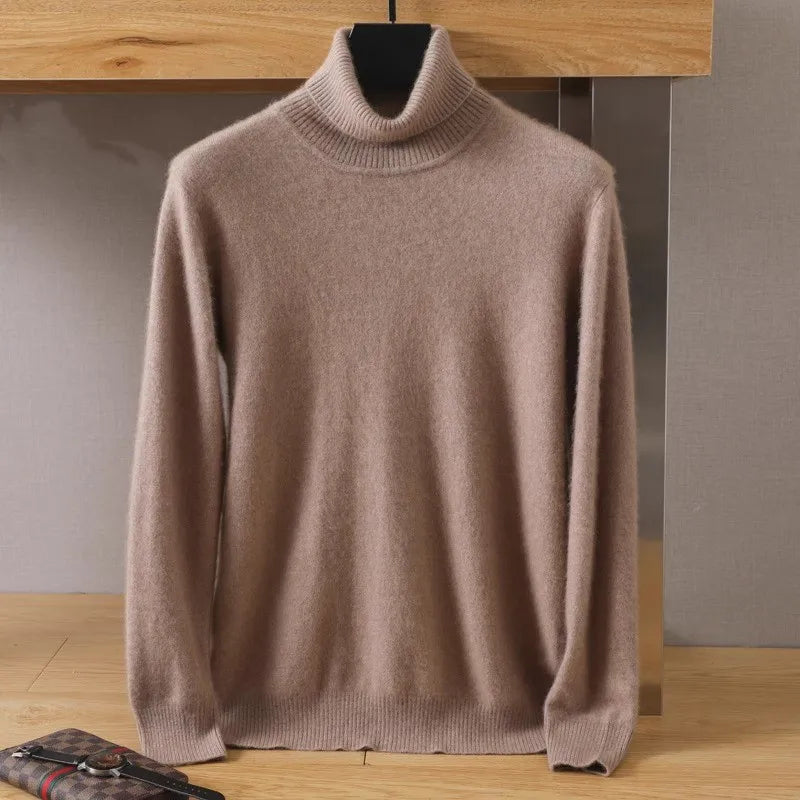Aureo Men's Cashmere Sweater, Cable-Knit Collar, Long Sleeve