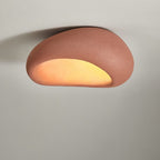 Wabi-Sabi Ceiling Light With Fabric Shade And Nickel Finish
