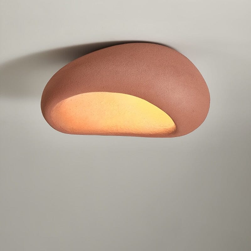 Wabi-Sabi Ceiling Light With Fabric Shade And Nickel Finish