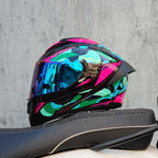Casco da moto integrale da gara, certificato DOT, sistema a doppia visiera