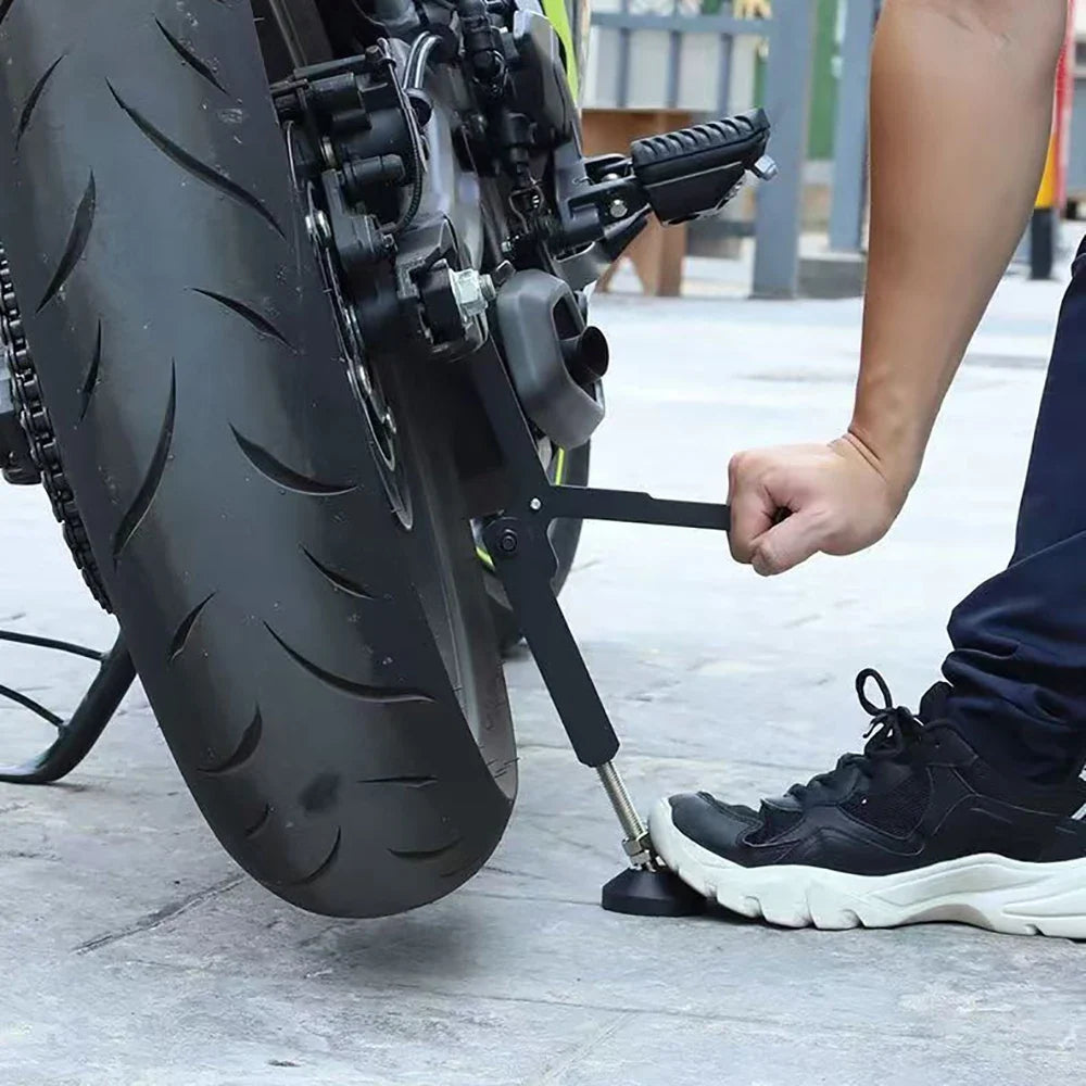 Suporte universal para roda de motociclo com altura ajustável e bloqueio automático | Fioriscas