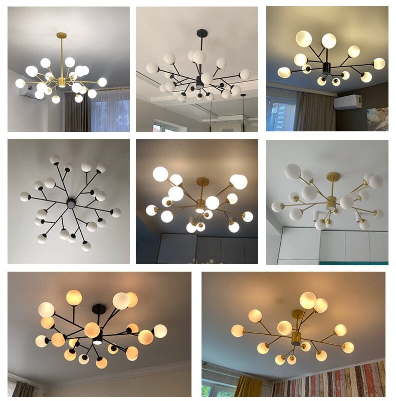 Marlow-bubbelkrona, nordiskt inspirerad taklampa i järn och glas