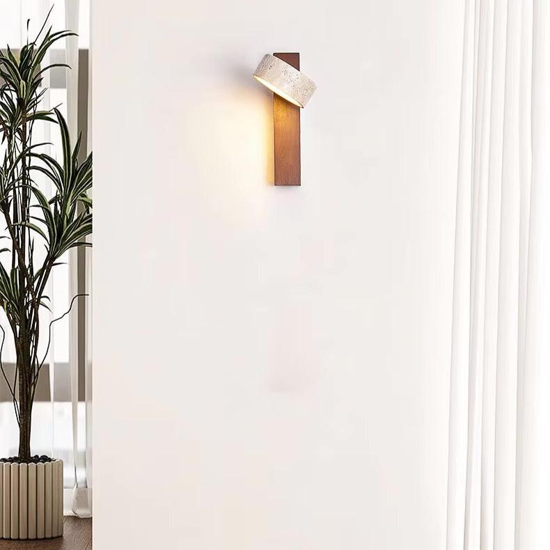 Rowan Marble Wall Sconce, LED G9 Light, Wood-Tone Base