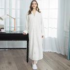 CozyNest varm flannel-morgenkåbe til gravide, ekstra lang pasform