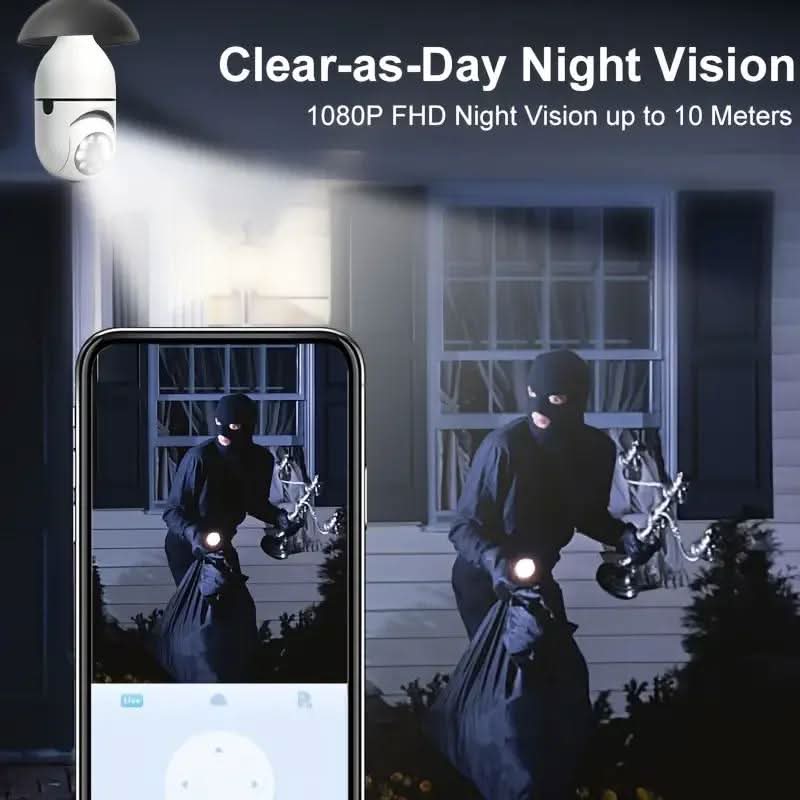 Cámara de seguridad inteligente con vigilancia de 360° y visión nocturna - Fioriscas