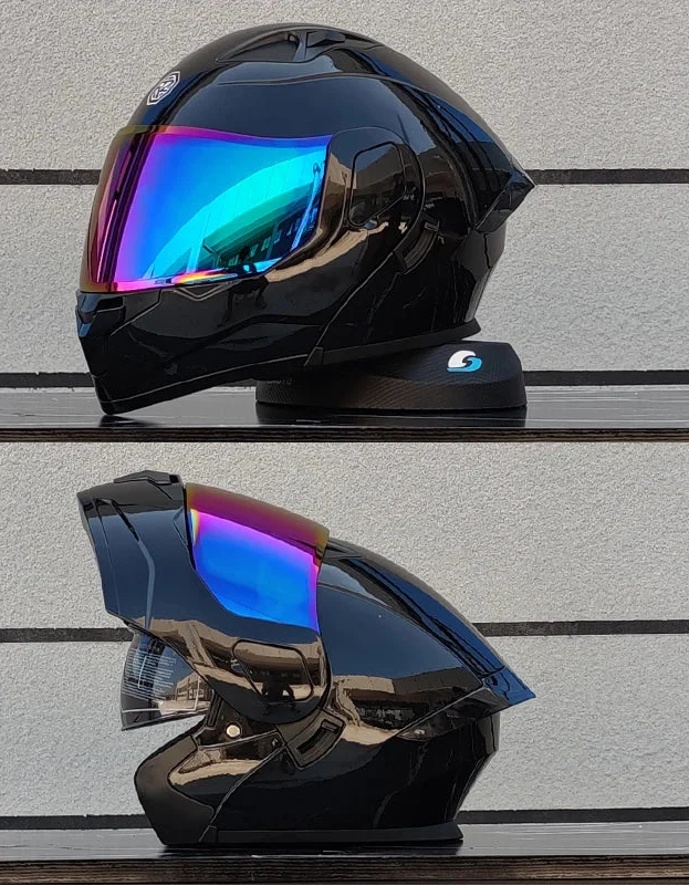 Modular Full-Face Motorcycle Helmet, Two-Lens Visor With Mesh Chin Guard, DOT Certified