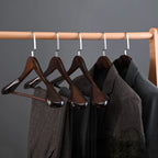 Solid Wood Clothes Hangers With Metal Hooks, Set of 4