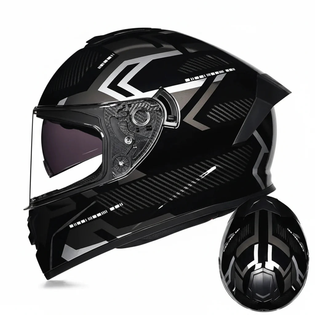 Casco da moto integrale da gara, certificato DOT, sistema a doppia visiera