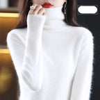 Nyorelle High-Neck Cashmere Sweater, Fitted Knit Pullover for Women
