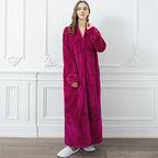 CozyNest varm flannel-morgenkåbe til gravide, ekstra lang pasform