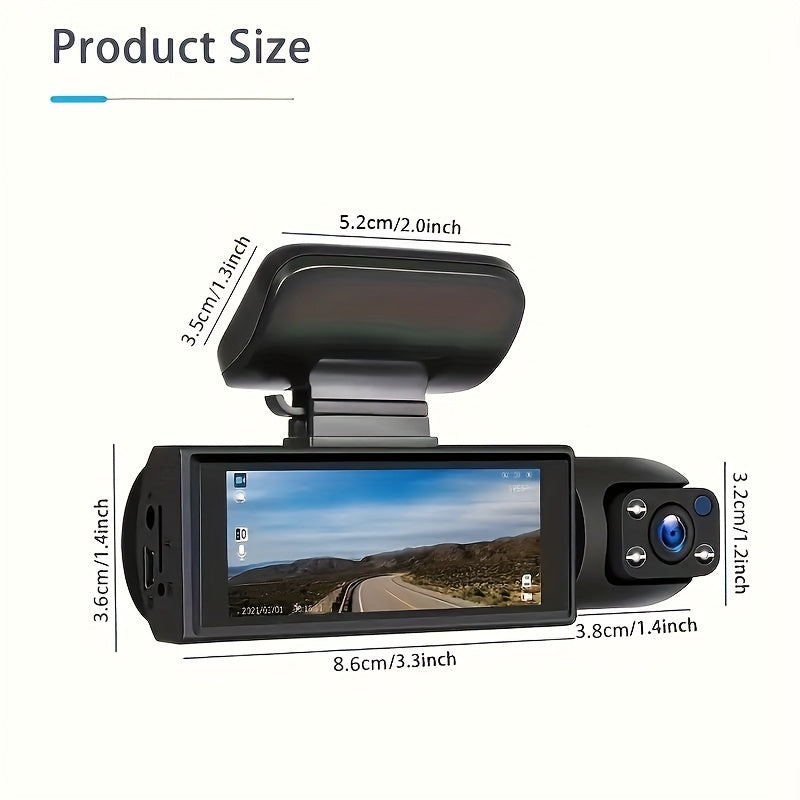 1080P-Dashcam mit zwei Objektiven und Front- sowie Innenraumansicht, NovaSight DuoCam