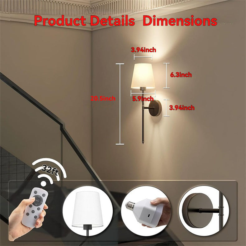 NovaGlow Dimmable LED Wall Sconces, Cordless 2-Pack