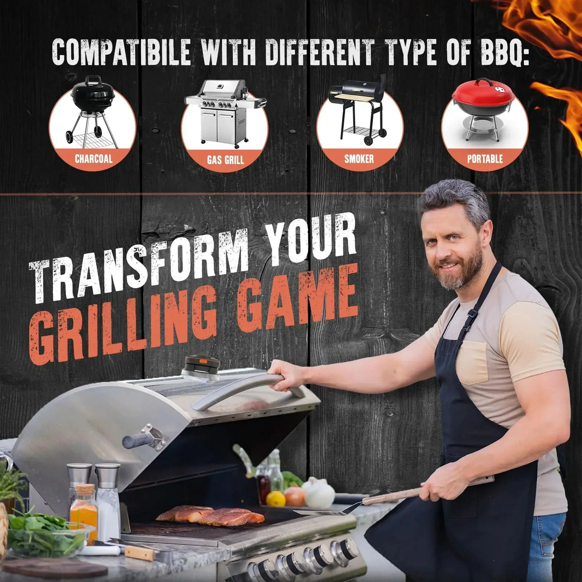 Thermomètre à viande sans fil pour barbecue et grill - Fioriscas