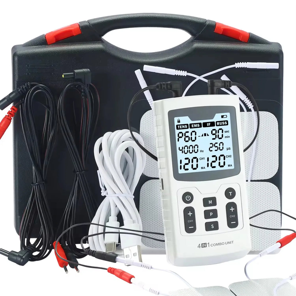 4-i-1 elektrisk stimulator med flere tilstande, 120 intensitetsniveauer og 60 programmer