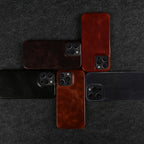 Ægte koskindslæder iPhone-etui, håndlavet, 5 farver