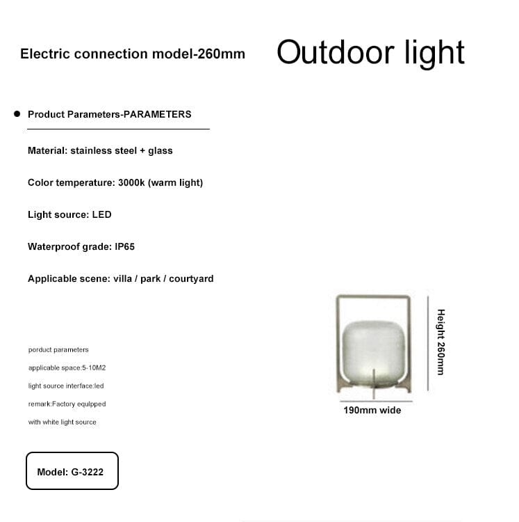 Stainless Steel & Glass Outdoor Terrace Light, Rust-Resistant Rectangle Design