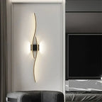 LED Wall Sconce with Double-Curve Design, Remote Control, Black & Gold