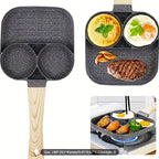 Three-Section Nonstick Aluminum Frying Pan for Breakfast Cooking