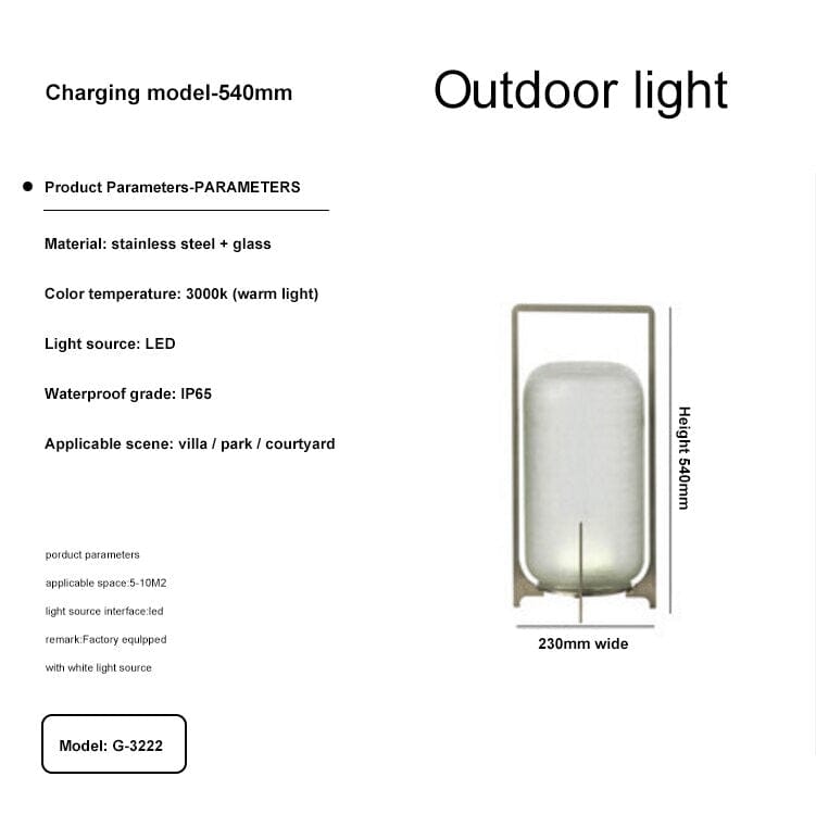 Stainless Steel & Glass Outdoor Terrace Light, Rust-Resistant Rectangle Design
