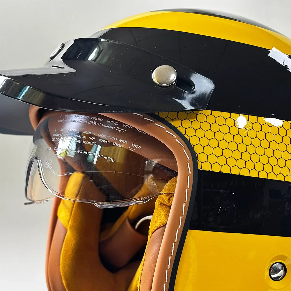Casco de motocicleta abierto con visor abatible, certificado por DOT