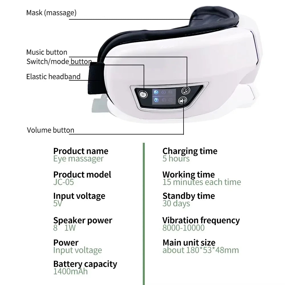 Massageador inteligente para os olhos com airbag, para relaxamento e terapia do sono | Fioriscas