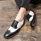 Men's Luxury Shoes Brogue Lace-up Casual British Style Contrast Color Oxford Office